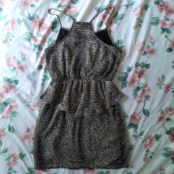 Leopard Animal Print Chiffon Peplum Summer Dress - Picture 9 of 9